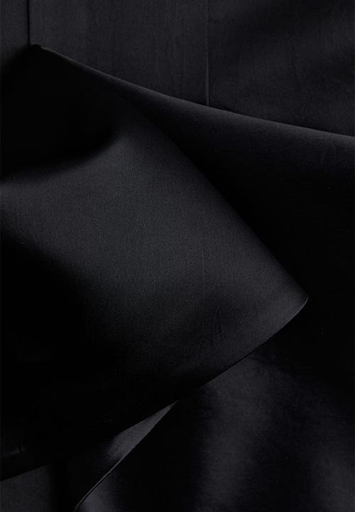 H&M - H&M Studio: Draped-panel shoulder-pad dress - black