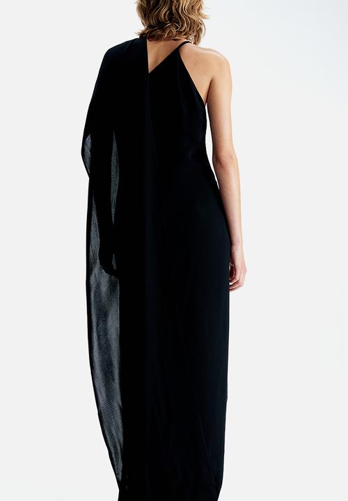 H&M - H&M Studio: Draped-panel sleeveless dress - black
