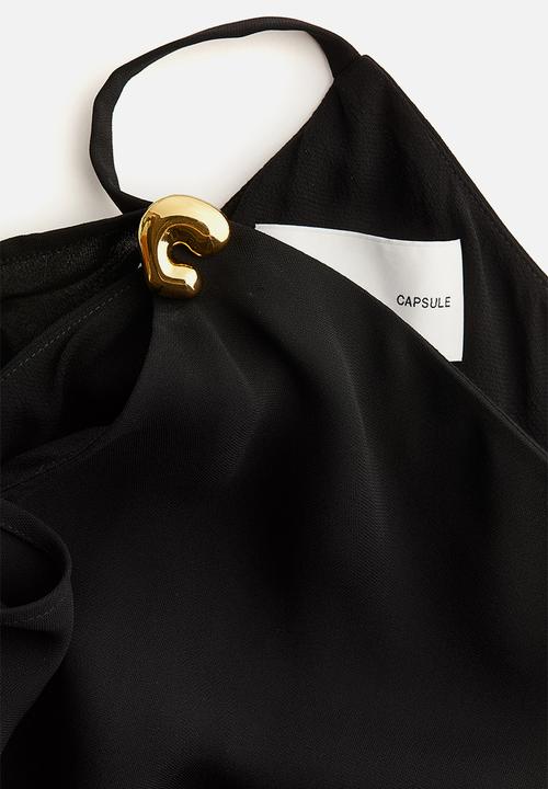 H&M - H&M Studio: Draped-panel sleeveless dress - black