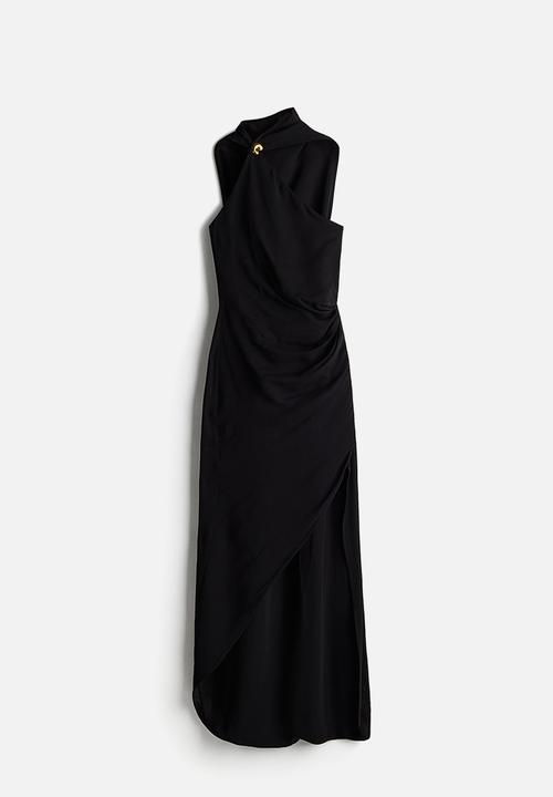 H&M - H&M Studio: Draped-panel sleeveless dress - black