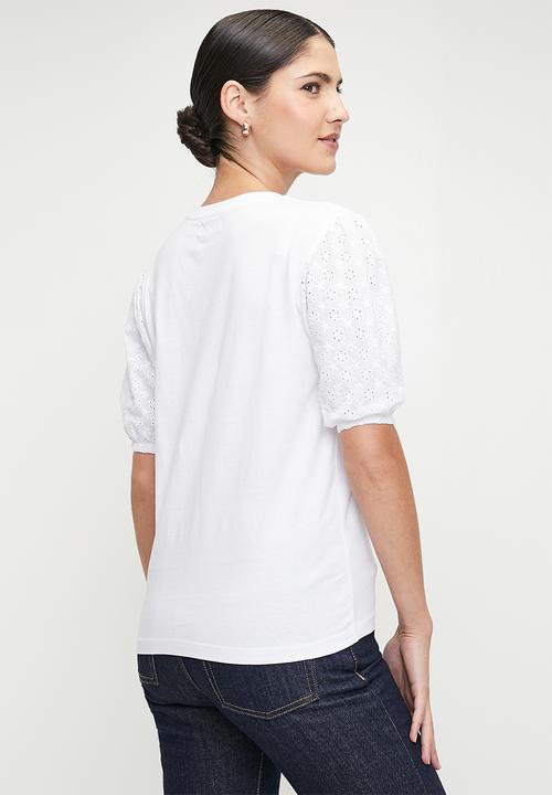 edit - Anglaise combo tee - white