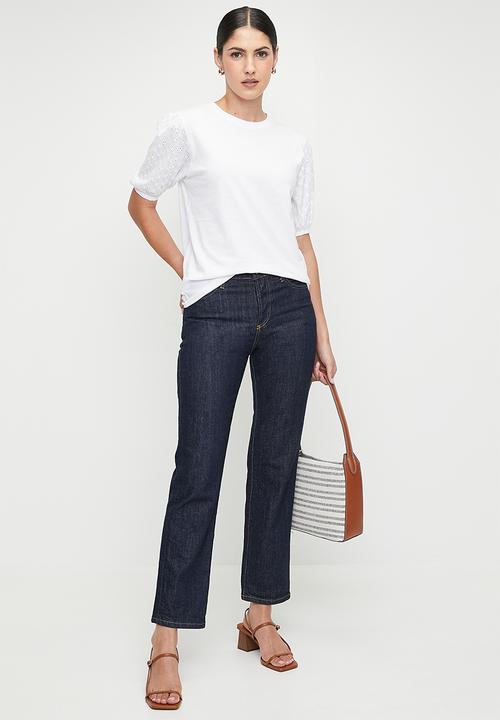 edit - Anglaise combo tee - white