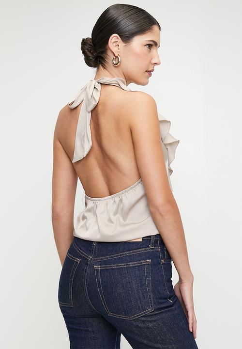 edit - Ruffle chiffon blouse - simply taupe