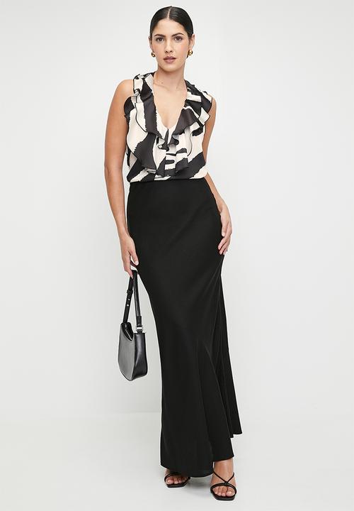 edit - Ruffle chiffon blouse - black & white 