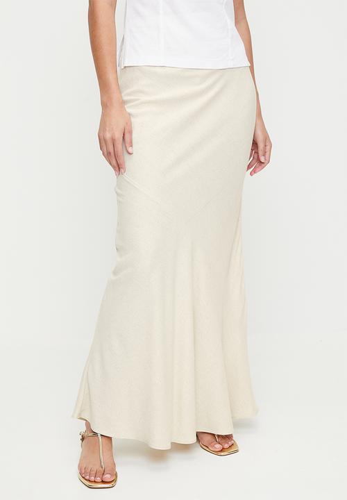 edit - Bias laundered linen maxi slip skirt - stone