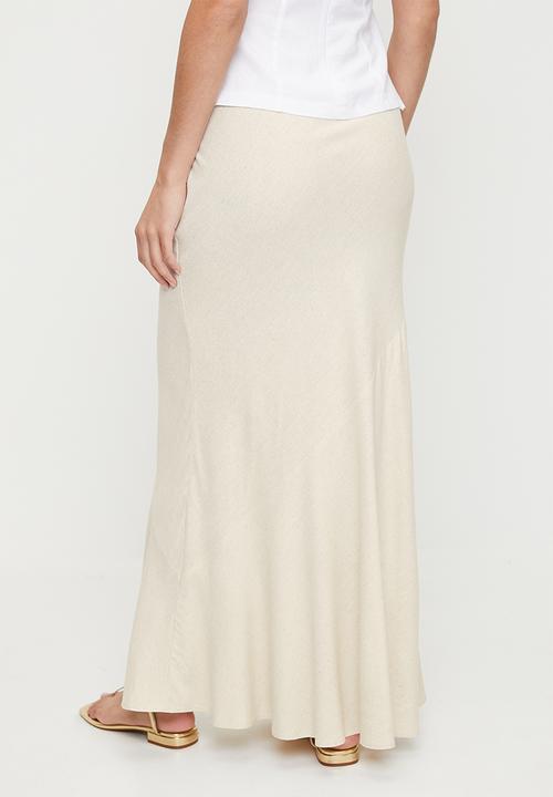 edit - Bias laundered linen maxi slip skirt - stone