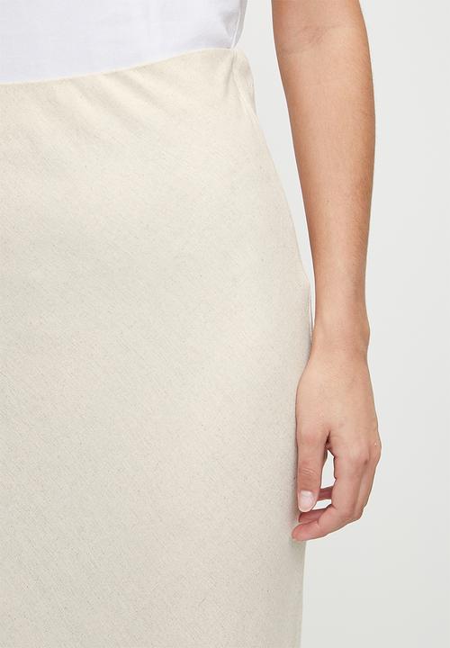edit - Bias laundered linen maxi slip skirt - stone