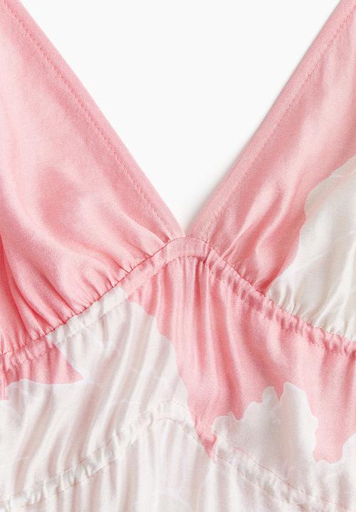 H&M - Drawstring-detail maxi dress - pink,multi