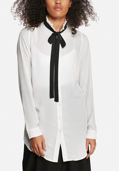 Influence. - Ruffled neck pussy bow shirt