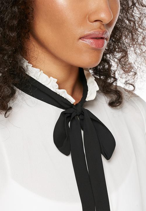 Influence. - Ruffled neck pussy bow shirt