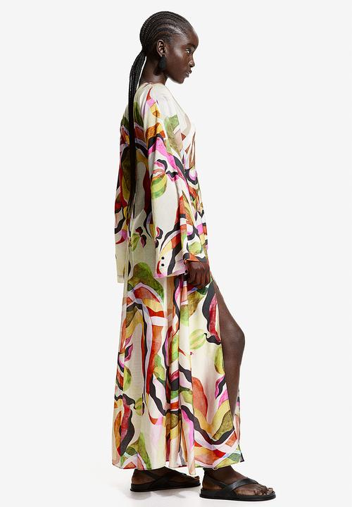 Lace-up kaftan dress - multi - 1237873001