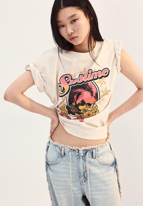 H&M - Oversized printed T-shirt - white,multi