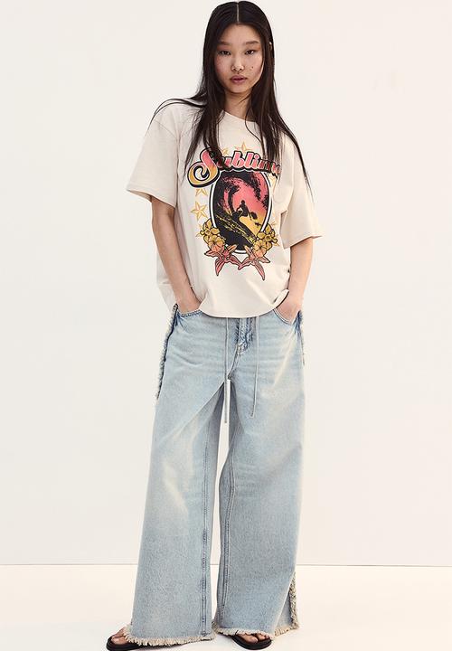 H&M - Oversized printed T-shirt - white,multi