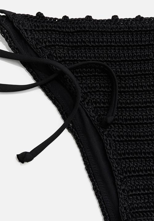 H&M - Crochet-look tie tanga bikini bottoms - black
