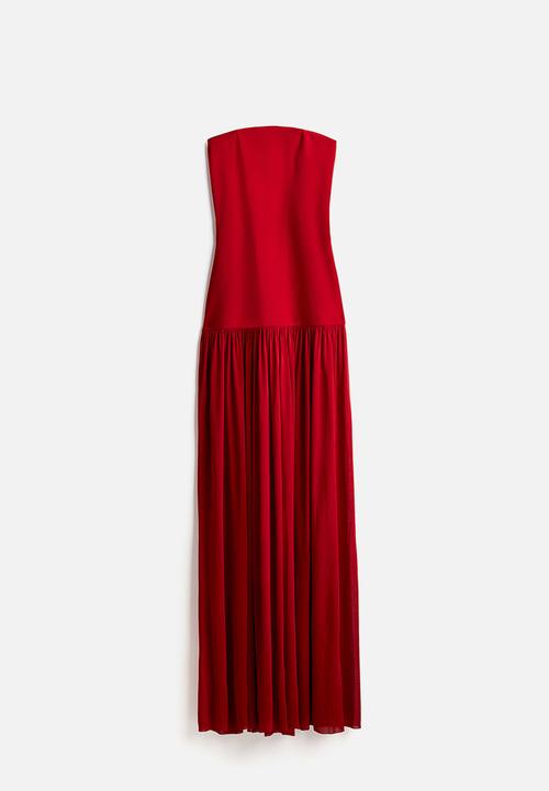 Long bandeau dress - red - 1239043002