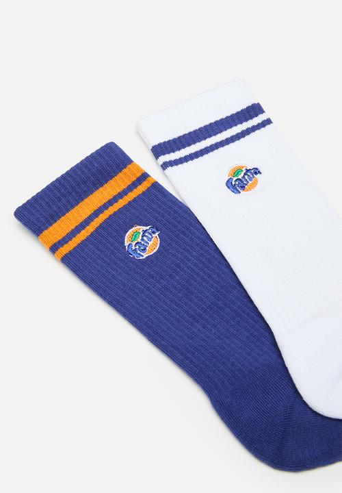Foot-ies - Fanta 2010's logo sneaker sock 2 pack - navy/white