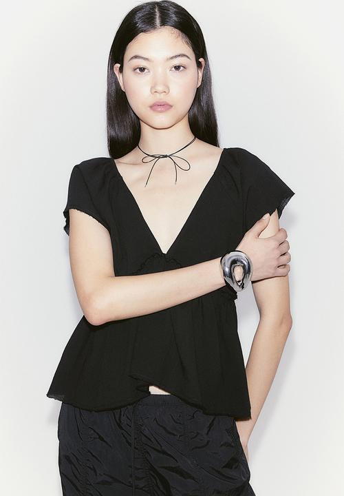 H&M - Crêpe peplum blouse - black