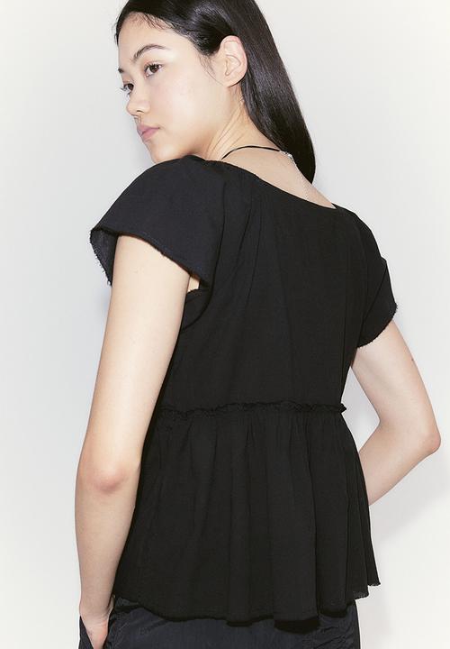 H&M - Crêpe peplum blouse - black