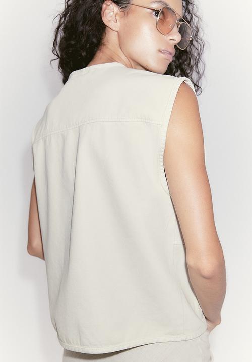 H&M - Twill cargo gilet - white
