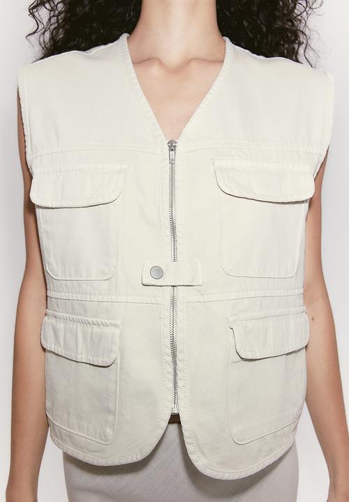 H&M - Twill cargo gilet - white