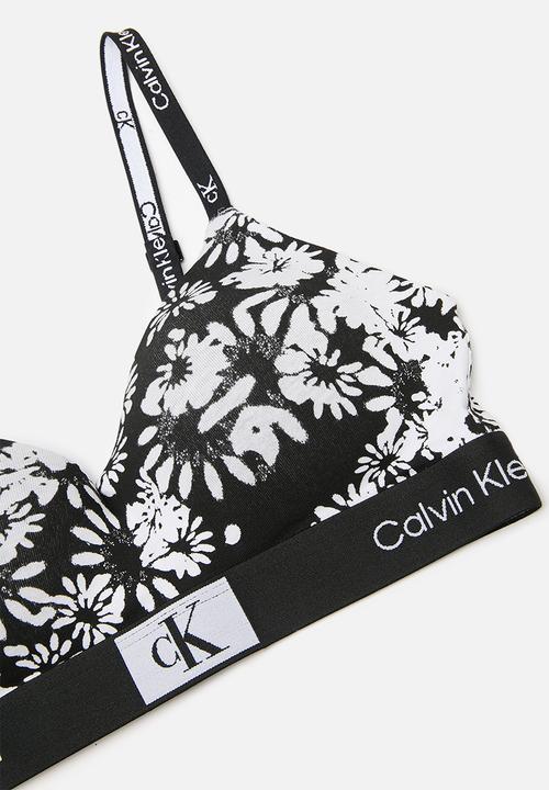 Calvin Klein - 1996 COTTON longline bralette  - black/white