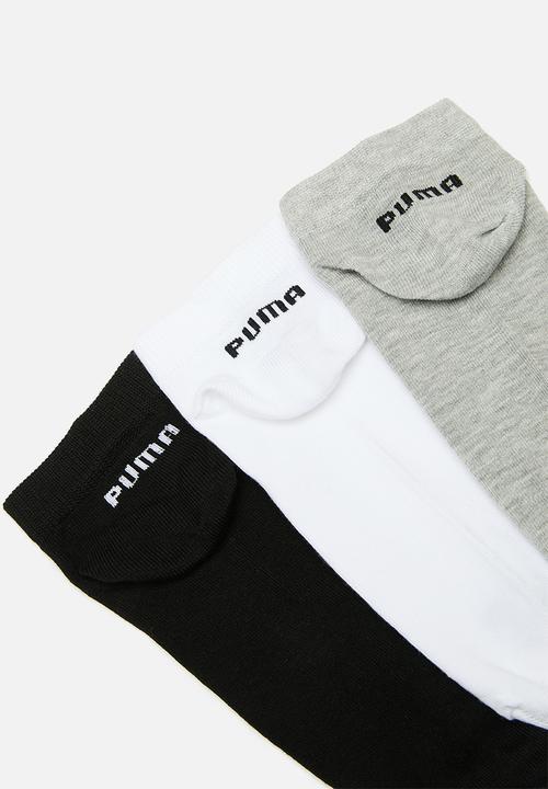 PUMA - Mens 3 Pk Low cut socks - Grey melange/White/Black