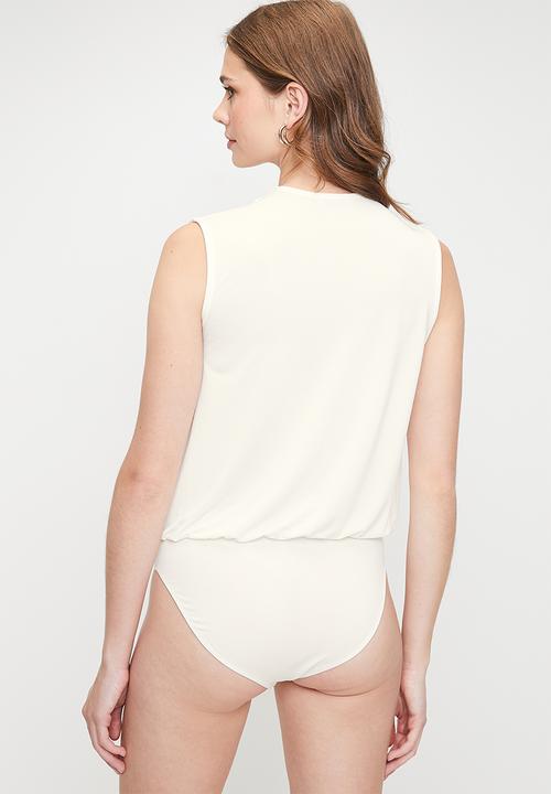 MILLA - V-neck wrap over combo bodysuit - milk