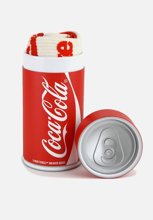 Foot-ies - Coke retro sneaker sock 3 pack gift can - multi