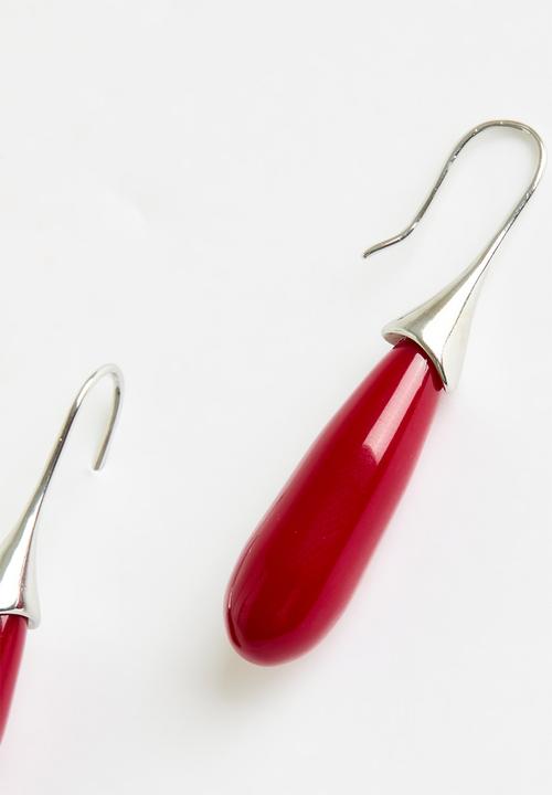 MANGO - Earrings cecile - silver & red 