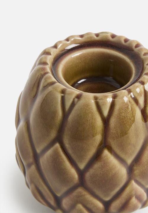 H&S - Artichok tea light holder 11cm - brown
