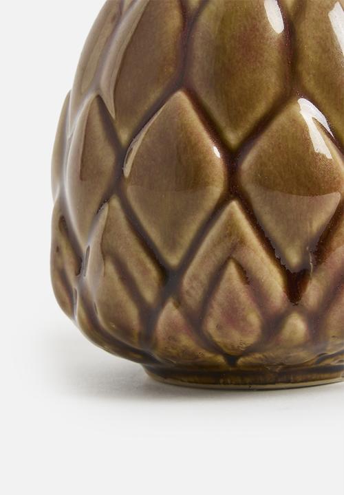 H&S - Artichok tea light holder 11cm - brown
