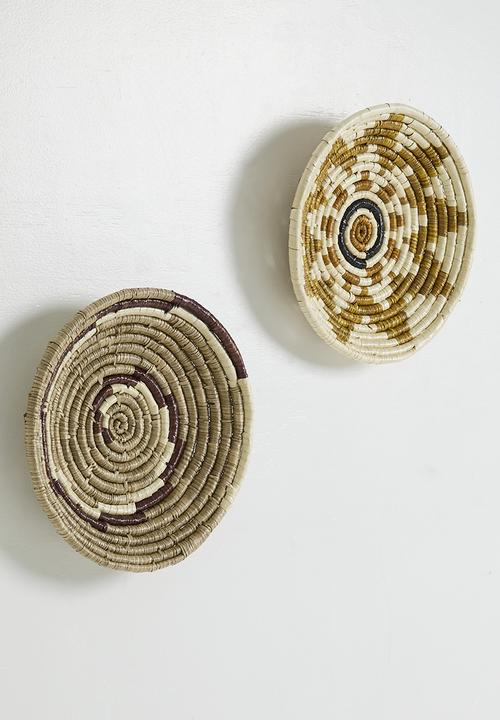 Sixth Floor - Seagrass Decorative bowl - Natural & Maroon
