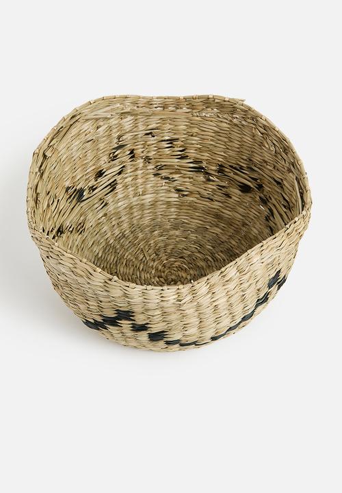 Sixth Floor - Seagrass Decorative Basket - Natural & Black