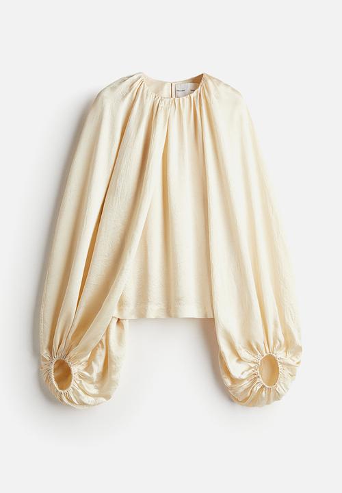 H&M - H&M Studio: Voluminous crêpe blouse - light beige