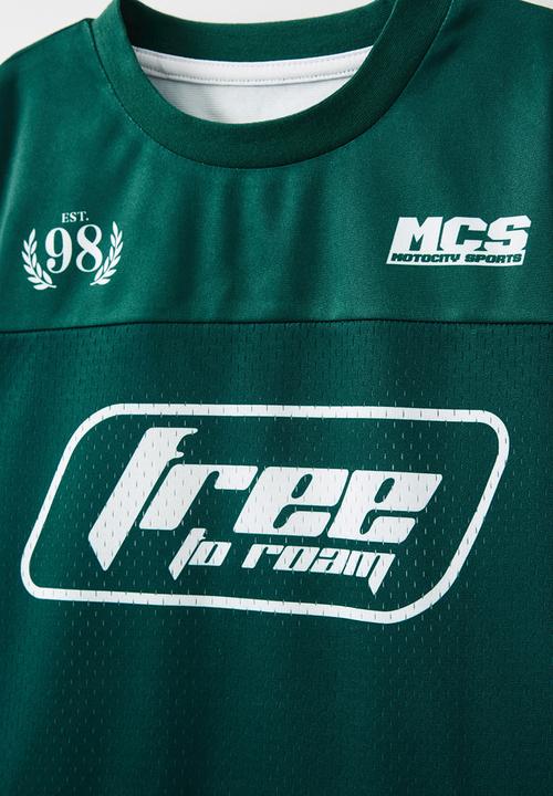 Cotton On - Long sleeve mesh sport tee - pine tree green/swag green/free to roam