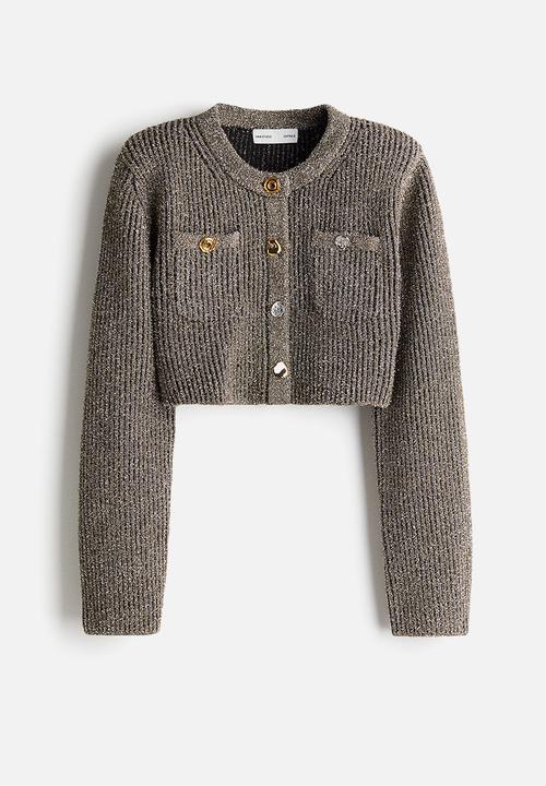 H&M - H&M Studio: Cropped glittery cardigan - silver-coloured gold-coloured
