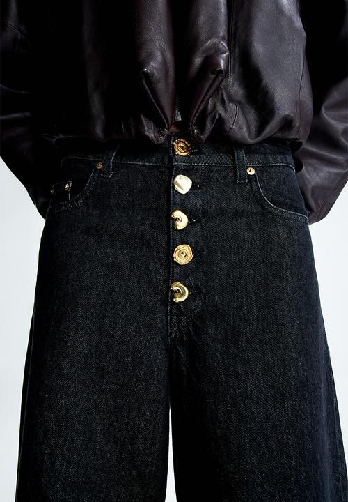 H&M - H&M Studio: Wide statement-button jeans - black 