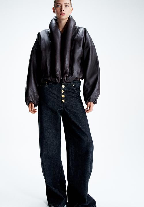 H&M - H&M Studio: Wide statement-button jeans - black 