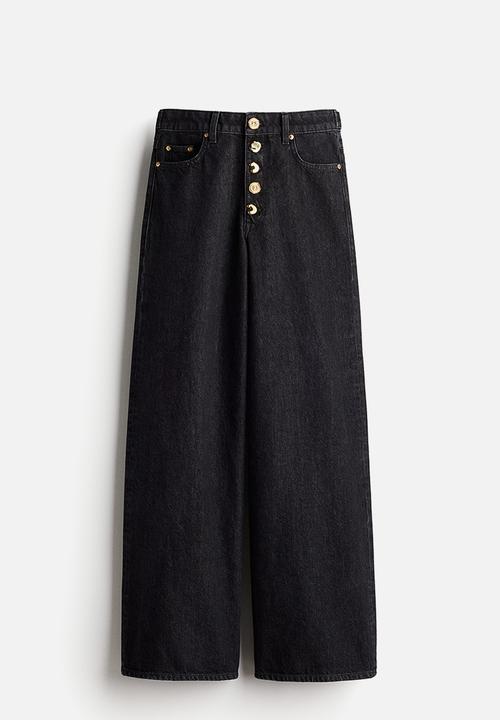 H&M - H&M Studio: Wide statement-button jeans - black 