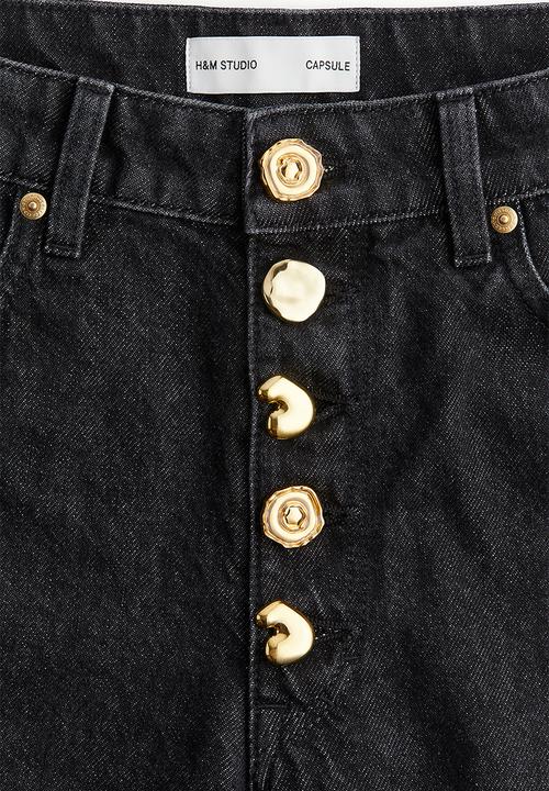 H&M - H&M Studio: Wide statement-button jeans - black 