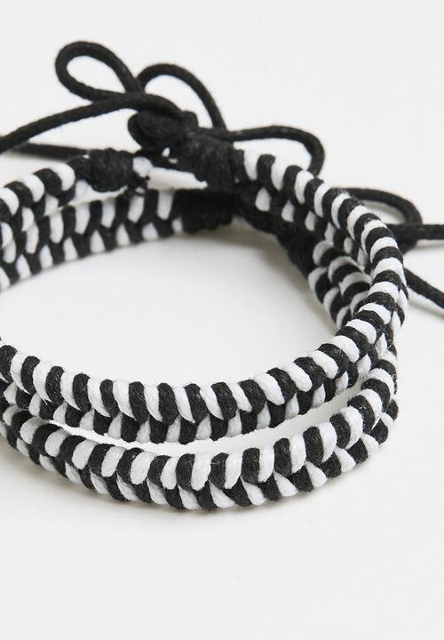 Pop Candy - Woven wrist band-black & white