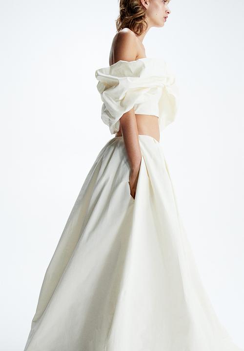 H&M - H&M Studio:Bubble-hem off-the-shoulder top - cream