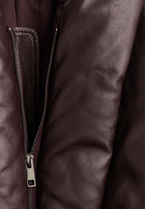 H&M - H&M Studio: Shawl-collared leather jacket - burgundy