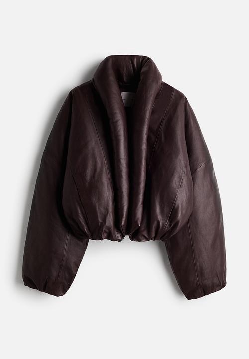 H&M - H&M Studio: Shawl-collared leather jacket - burgundy