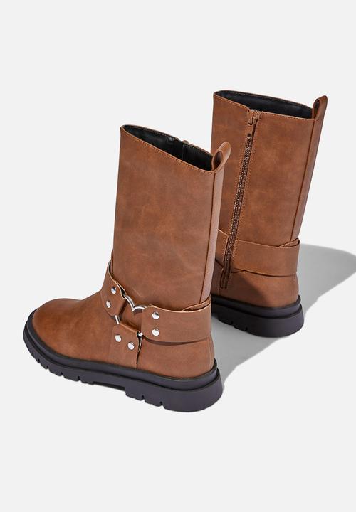 Cotton On - Betty biker boot - tan