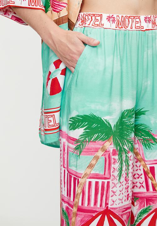 Me&B - Elasticated Wide Hem Long Pants - Motelprint