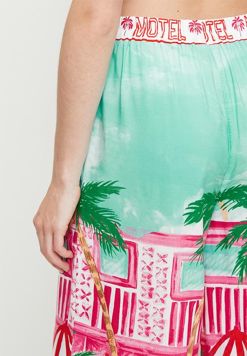 Me&B - Elasticated Wide Hem Long Pants - Motelprint