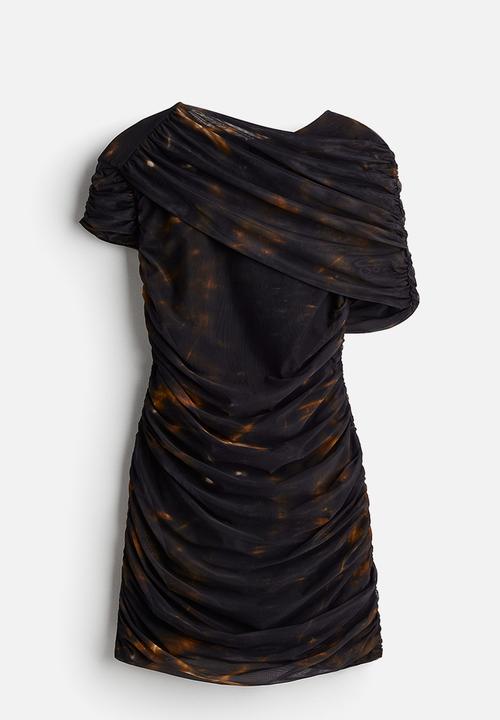 H&M - H&M Studio: Draped mesh dress - black patterned