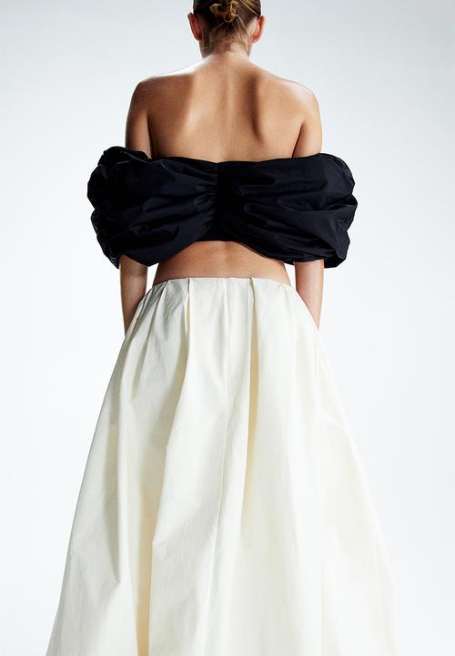 H&M - H&M Studio: Bubble-hem off-the-shoulder top - black