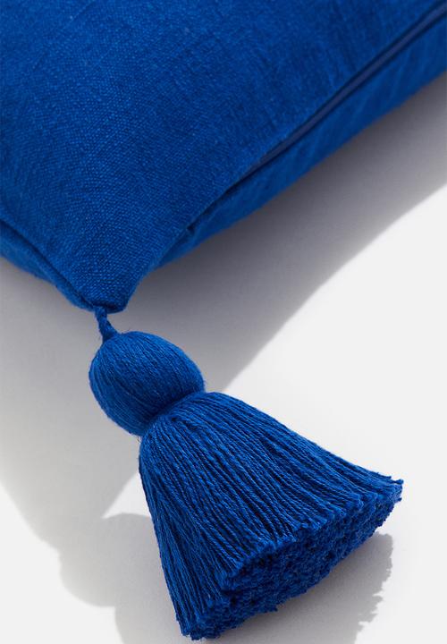 H&M - Tasselled cushion cover - cobalt blue